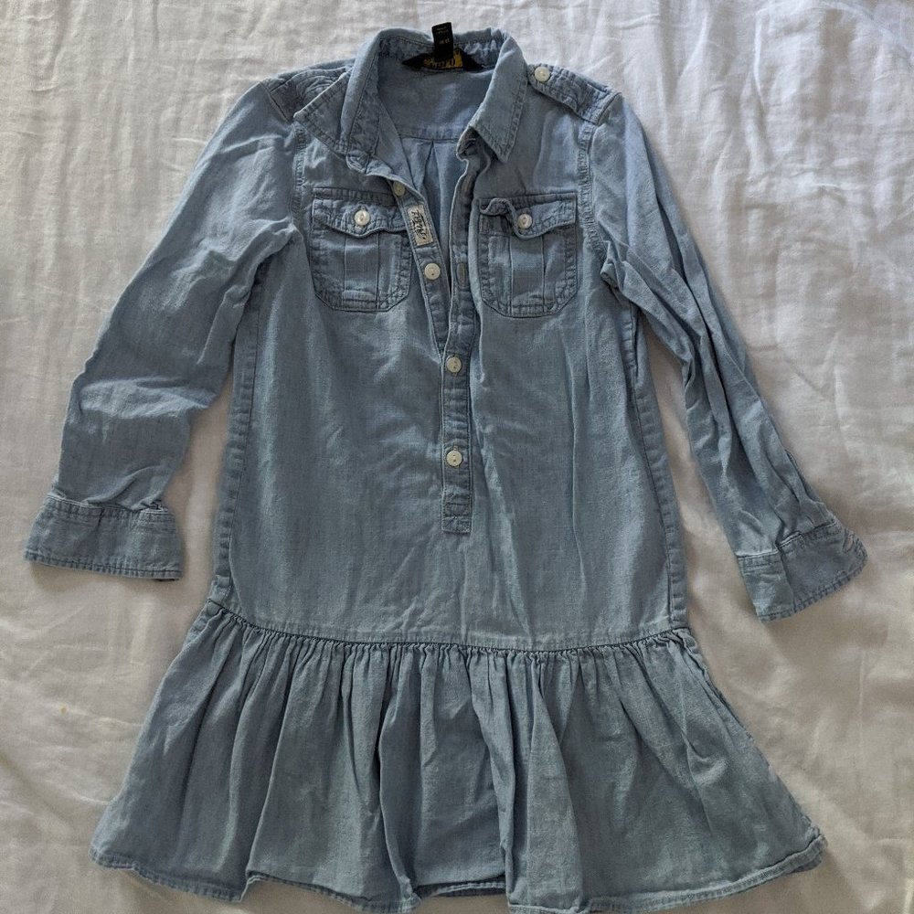 Drop-Waist Chambray Shirt Dress size 6